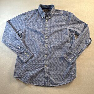 Ben Sherman Mens Button Down Shirt XL Paisley Long Sleeve Blue/White 100% cotton